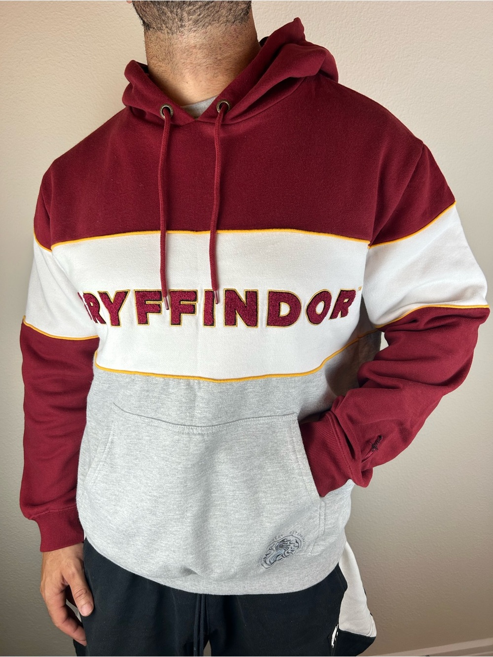 Wizarding World Harry Potter Gryffindor Hoodie Men's XL Colorblock Red Gray